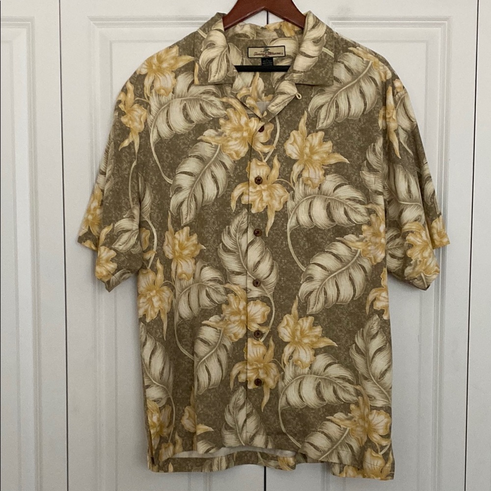 Tommy Bahama Men's Floral Shirt - Brown and Yellow